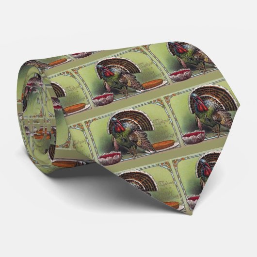 Thanksgiving kalkoenen, veenbessen en pompoenen stropdas (Opgerold)