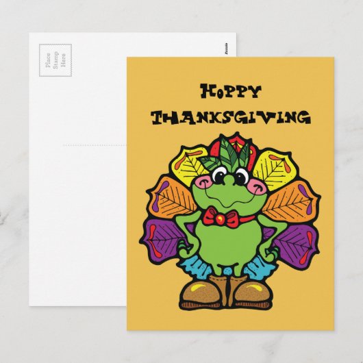 Thanksgiving kalkoenkikker feestdagenkaart (Voorkant / Achterkant)