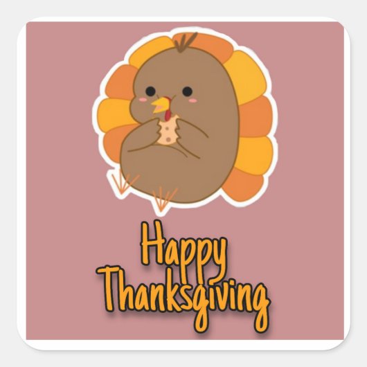 Thanksgiving kalkoensticker vierkante sticker (Voorkant)