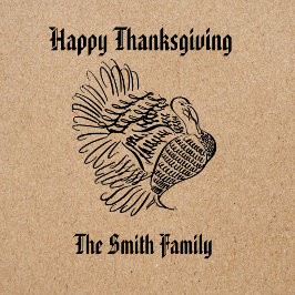 Thanksgiving-kalligrafische illustratie van kalkoe rubberstempel