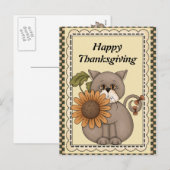 Thanksgiving Kat begroeting briefkaart (Voorkant / Achterkant)