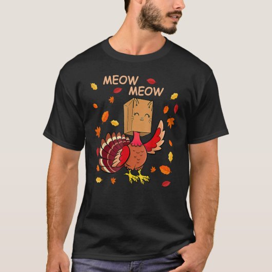 Thanksgiving Kat fake Cat Meow Thanksgiving Turke T-shirt (Voorkant)