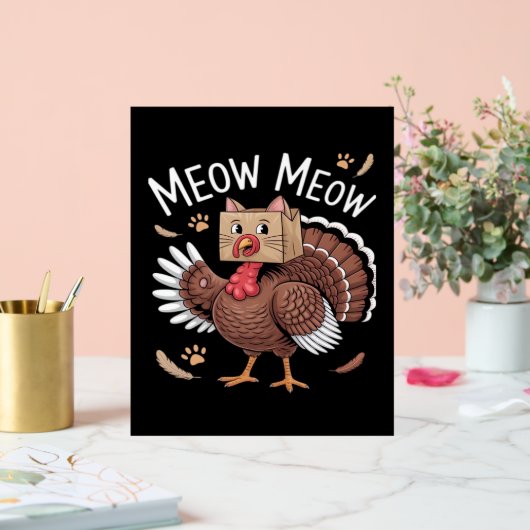Thanksgiving Kat Funny Fake Cat Meow Thanksgiving Acryl Bord (Huwelijk)