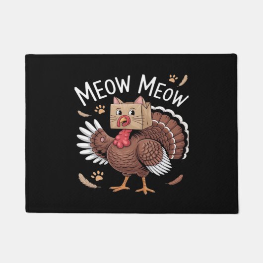 Thanksgiving Kat Funny Fake Cat Meow Thanksgiving Deurmat (Voorkant)