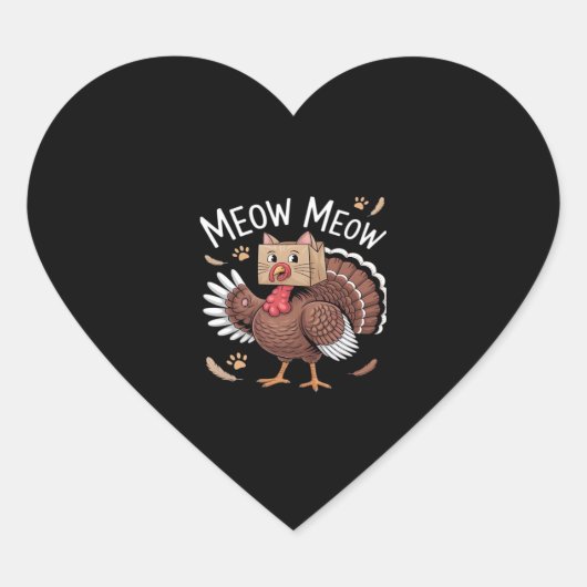 Thanksgiving Kat Funny Fake Cat Meow Thanksgiving Hart Sticker (Voorkant)
