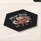 Thanksgiving Kat Funny Fake Cat Meow Thanksgiving Kartonnen Onderzetters (Schuin)