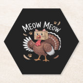 Thanksgiving Kat Funny Fake Cat Meow Thanksgiving Kartonnen Onderzetters (Voorkant)