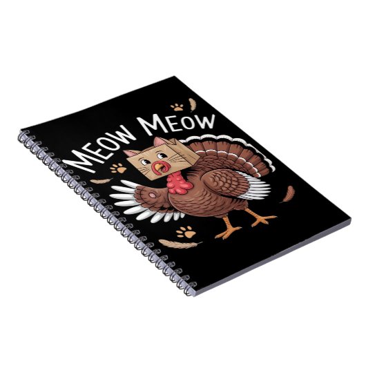 Thanksgiving Kat Funny Fake Cat Meow Thanksgiving Notitieboek (Rechterzijde)
