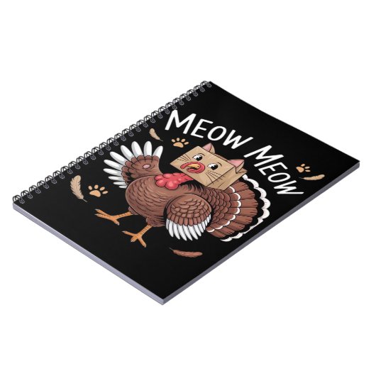 Thanksgiving Kat Funny Fake Cat Meow Thanksgiving Notitieboek (Linkerzijde)