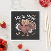 Thanksgiving Kat Funny Fake Cat Meow Thanksgiving Servet (Insitu)