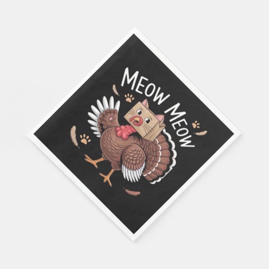 Thanksgiving Kat Funny Fake Cat Meow Thanksgiving Servet (Hoek)