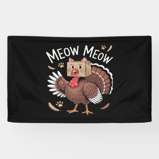 Thanksgiving Kat Funny Fake Cat Meow Thanksgiving Spandoek (Horizontaal)
