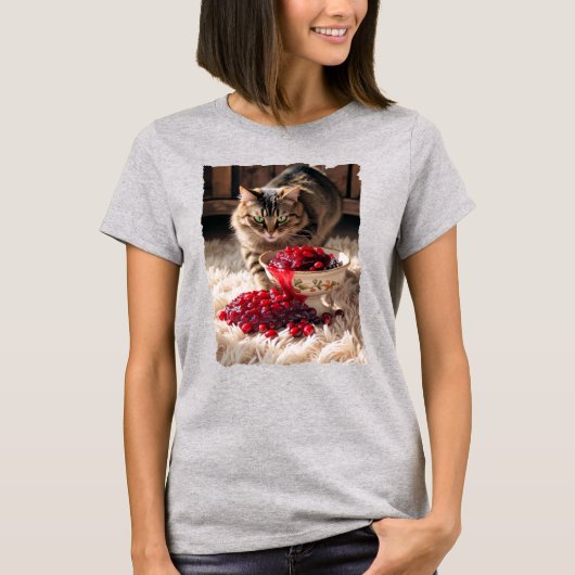Thanksgiving kat morst cranberry op het tapijt t-shirt (Voorkant)