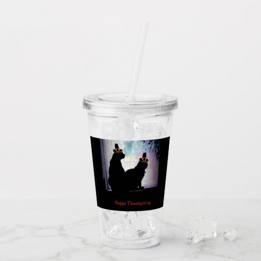 Thanksgiving Katten Acryl Drinkbeker (Achterkant ijs)