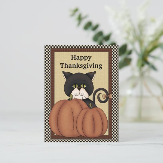 Thanksgiving katten begroeting briefkaart (Staand voorkant)
