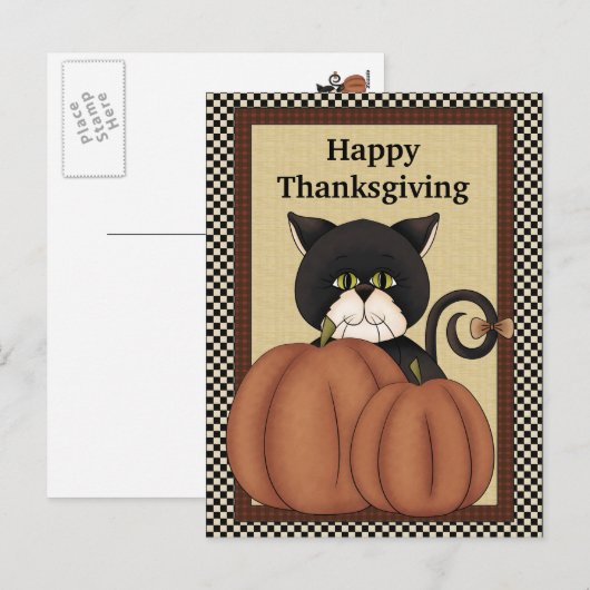 Thanksgiving katten begroeting briefkaart (Voorkant / Achterkant)