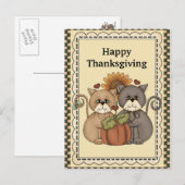 Thanksgiving katten begroeting briefkaart (Voorkant / Achterkant)