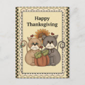 Thanksgiving katten begroeting briefkaart (Voorkant)