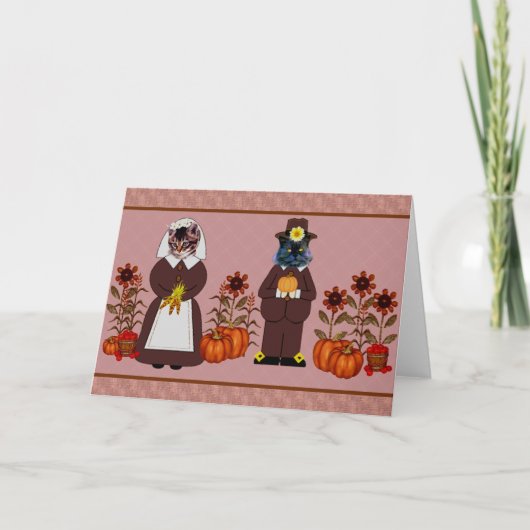Thanksgiving Katten Feestdagen Kaart (Voorkant)