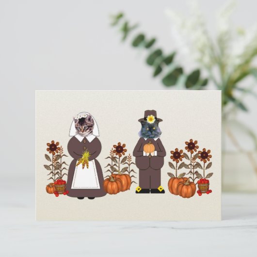 Thanksgiving Katten Kaart (Staand voorkant)