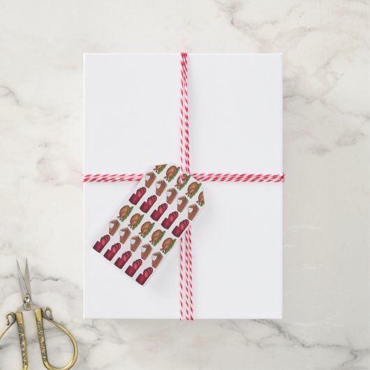 Thanksgiving kerstdiner Turkije Cranberry Pie Cadeaulabel (Met Touw)