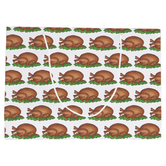 Thanksgiving kerstdiner Turkije Gift Bag Groot Cadeauzakje (Achterkant)