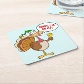 Thanksgiving kerstmis Cartoon Turkije Kartonnen Onderzetters (Schuin)