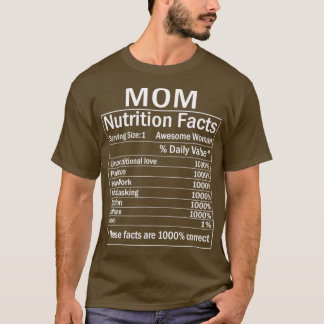 Thanksgiving Kerstmis Funny Ma Nutrition Facts L T-shirt