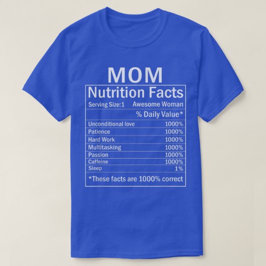 Thanksgiving Kerstmis Funny Ma Nutrition Facts L T-shirt (Design voorkant)
