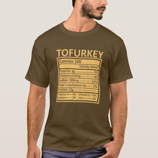 Thanksgiving Kerstmis Funny Tofurkey Nutrition Fa T-shirt (Voorkant)