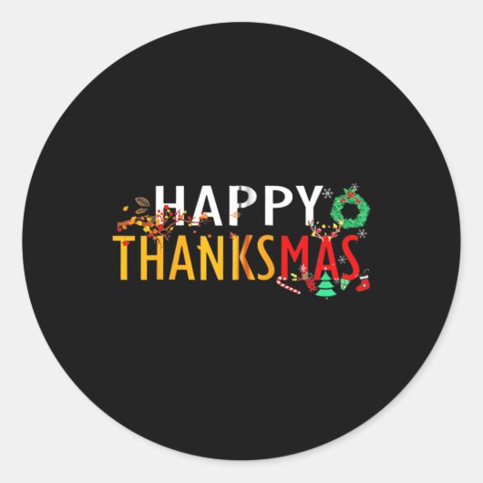 Thanksgiving Kerstmis Happy Thanksmas 2023 Ronde Sticker (Voorkant)