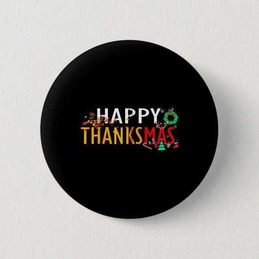 Thanksgiving Kerstmis Happy Thanksmas Ronde Button 5,7 Cm (Voorkant)