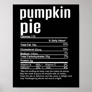 Thanksgiving kerstpompoen Pie Nutritional Fac Poster