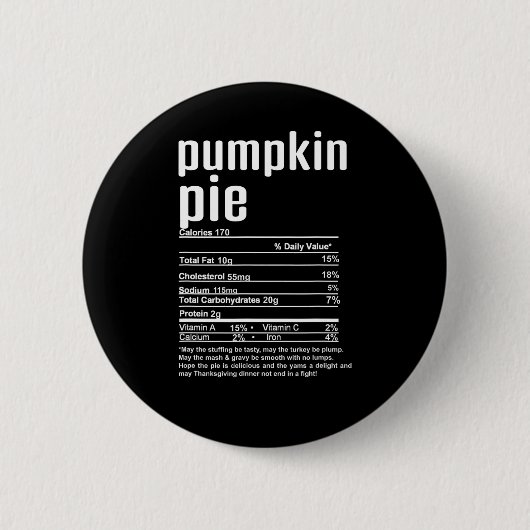 Thanksgiving kerstpompoen Pie Nutritional Fac Ronde Button 5,7 Cm (Voorkant)