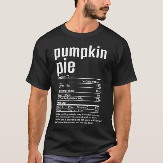 Thanksgiving kerstpompoen Pie Nutritional Fac T-shirt (Voorkant)