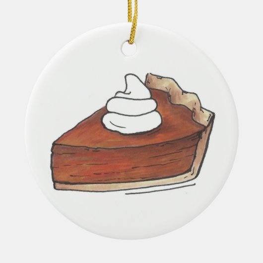 Thanksgiving kerstpompoen Pie Slice Dessert Keramisch Ornament (Voorkant)