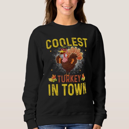 Thanksgiving Kids Toddler Boy Coolest Turkey In To Trui (Voorkant)