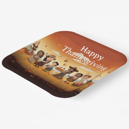 Thanksgiving Kinder 12 Papieren Bordje (Gebogen)