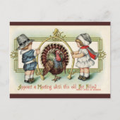 Thanksgiving Kinder Turkije Wishbone Briefkaart (Voorkant)