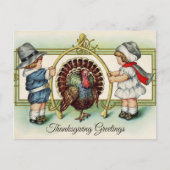  Thanksgiving kinderen en Turkije Feestdagenkaart (Voorkant)
