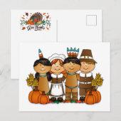 Thanksgiving kinderen feestdagenkaart (Voorkant / Achterkant)