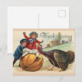 Thanksgiving Kinderen met pompoen, Turkije Briefkaart (Voorkant / Achterkant)