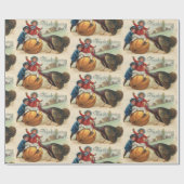  Thanksgiving Kinderen met pompoen, Turkije Cadeaupapier (Vlak)