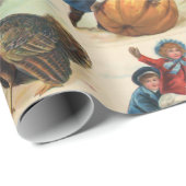  Thanksgiving Kinderen met pompoen, Turkije Cadeaupapier (Rol Hoek)