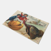  Thanksgiving Kinderen met pompoen, Turkije Deurmat (Schuin)