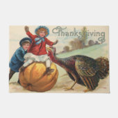  Thanksgiving Kinderen met pompoen, Turkije Deurmat (Voorkant)