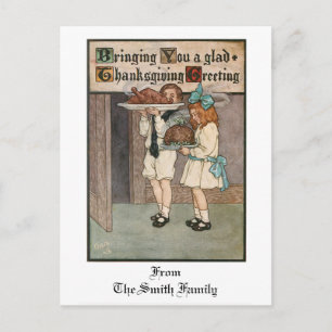  Thanksgiving Kinderen met Turkije Feestdagenkaart