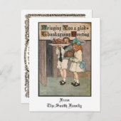  Thanksgiving Kinderen met Turkije Feestdagenkaart (Voorkant / Achterkant)