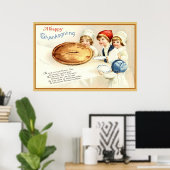  Thanksgiving Kinderen & Pompoen Pie Kaart Poster (Thuiskantoor)