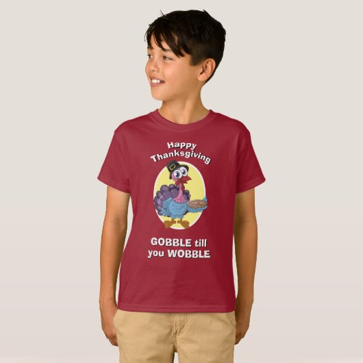 THANKSGIVING kinderGOBBLE TILT U WBBLE T T-shirt (Voorkant volledig)